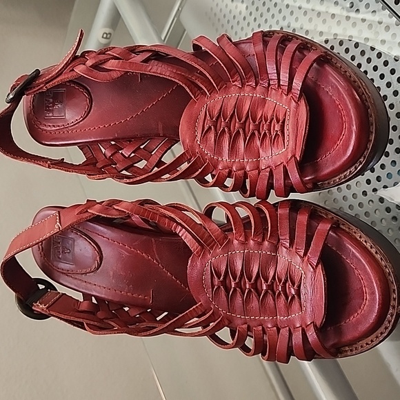 Frye Joy Wooden Heels Leather Slingback Huaraches - Picture 2 of 8